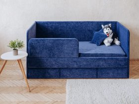 Диван-кровать Happy (синий) в Листвянском - listvyanskij.mebel-nsk.ru | фото