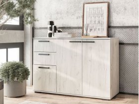 Комод Стандарт-3 NEW (дуб крафт белый) в Листвянском - listvyanskij.mebel-nsk.ru | фото