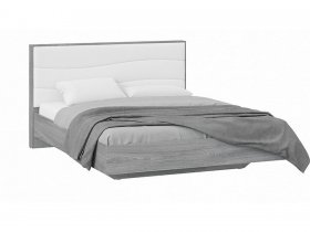 Кровать двуспальная 1,6 м «Миранда» Тип 1 (Дуб Гамильтон/Белый глянец) в Листвянском - listvyanskij.mebel-nsk.ru | фото