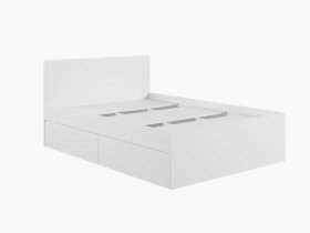Кровать двуспальная с ящиками 1,4м Мадера-М1400 (белый) в Листвянском - listvyanskij.mebel-nsk.ru | фото