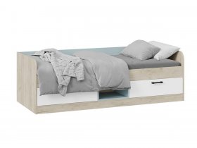 Кровать комбинированная «Оливер» Тип 1 401.003.000 (дуб крафт серый/белый/серо-голубой) в Листвянском - listvyanskij.mebel-nsk.ru | фото