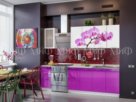Кухонный гарнитур Орхидея (фиолетовый) в Листвянском - listvyanskij.mebel-nsk.ru | фото