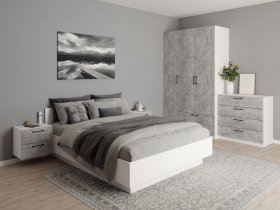 Модульная спальня Гамма (белый/цемент) в Листвянском - listvyanskij.mebel-nsk.ru | фото