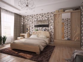 Модульная спальня Виктория-1 (дуб сонома) в Листвянском - listvyanskij.mebel-nsk.ru | фото