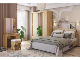 Модульная спальня Виктория-1 (дуб крафт золотой) в Листвянском - listvyanskij.mebel-nsk.ru | фото