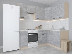 Модульная угловая кухня 1,4м*2,1м Лада (цемент) в Листвянском - listvyanskij.mebel-nsk.ru | фото