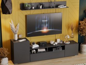 Стенка «Сильвия» (графит серый) в Листвянском - listvyanskij.mebel-nsk.ru | фото