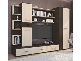 Стенка Верона (дуб венге/дуб молочный) в Листвянском - listvyanskij.mebel-nsk.ru | фото