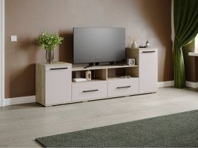 Тумба под ТВ Парус-2 (дуб крафт серый/кашемир) в Листвянском - listvyanskij.mebel-nsk.ru | фото